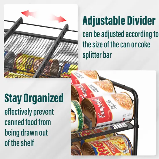 Can Rack Organizer 4-Tier Metal Can Rack Organizer Holds Up to 48 Cans, Can Dispenser for Pantry, Kitchen, Cabinets and Countertops Black {3}