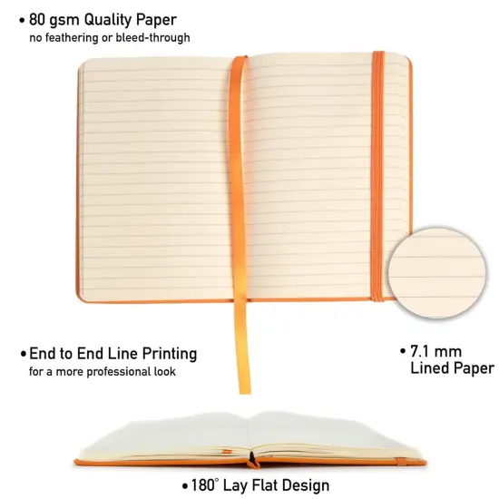 Simply Genius A6 Pocket Size Mini Notebooks with Hardcover - Ruled Small Journal Set for School, Home & Office - 124 pages (3.7" x 5.7") with Inner Pocket (Orange, 12 Pack) {7}