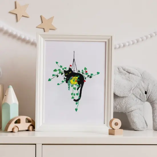 Louise Maelys Embroidery kit for Beginners,Cat Stamped Pattern Cross Stitch Kits for Adult Including Cloth,Hoop,Color Threads,Needles and Instruction {4}