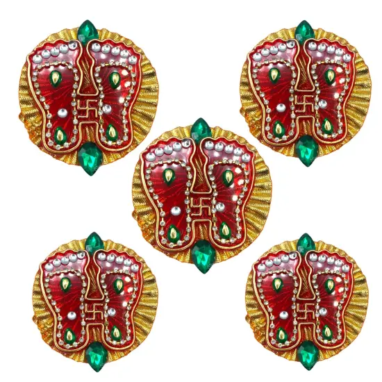 Acrylic Lakshmi Charan Paduka Feet Laxmi Padhuka Good Luck Footsteps Shubh Labh Rangoli Sticker for Door Entrance Home Temple Diwali Decoration Indian Traditional Vara Lakshmi Pagla {5}