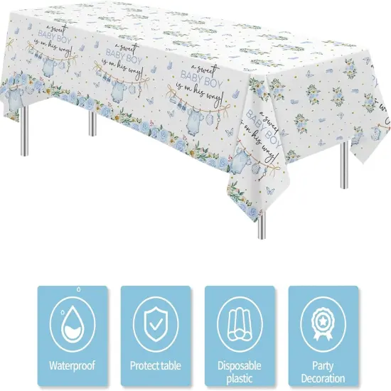 Blue Baby Boy Baby Shower Tablecloth {2}