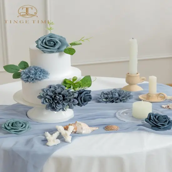 Artificial Dusty Blue Flowers Floral Arrangements {2}