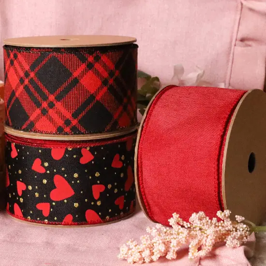 LaRibbons 2 1/2" Wired Ribbon | Dark Red Linen | 10 Yard Roll {2}