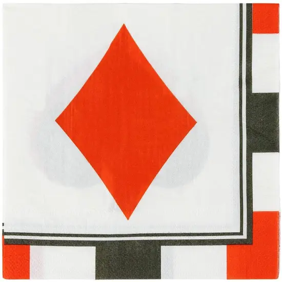 Paper Napkins in Poker Design for Casino Party Supplies (6.5 x 6.5 in, 150 Pack) White {7}