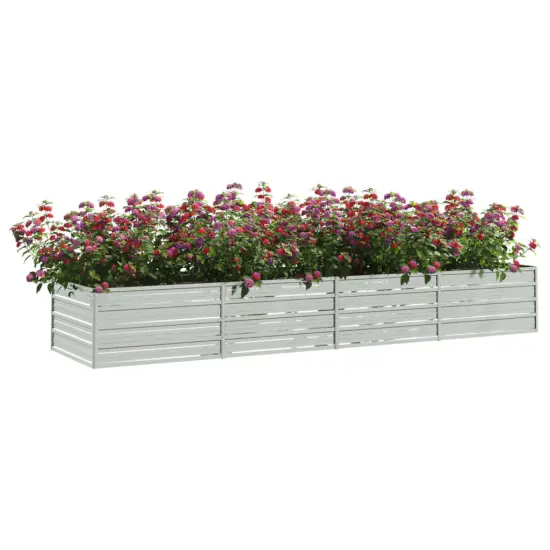 vidaXL Garden Raised Bed 126"x31.5"x17.7" Galvanized Steel Silver {3}