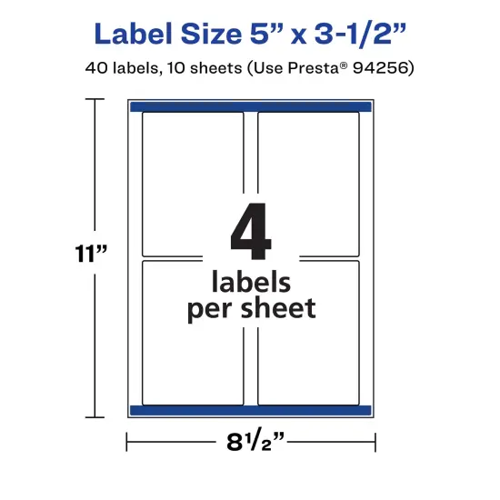 Avery Durable Waterproof Rectangle Labels with Sure Feed, 5" x 3.5" {5}