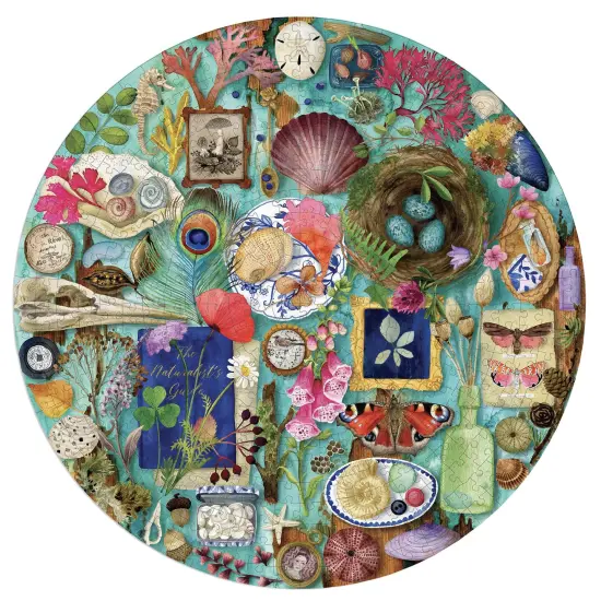eeBoo Piece & Love: Collecting Nature - 500 Piece Puzzle - Adult Round Jigsaw, 23"x23", Includes Image Reference Insert, Glossy High-Quality Pieces {4}