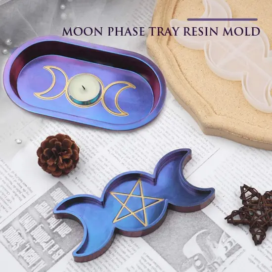 2PCS Moon Star Tray Resin Mold {2}