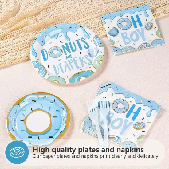 96Pcs Donuts Baby Shower Tableware Set - Serves 24 {3}