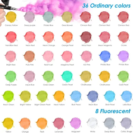 Airbrush Paint - 44 Colors with 4 Thinner Airbrush Paint Set {2}