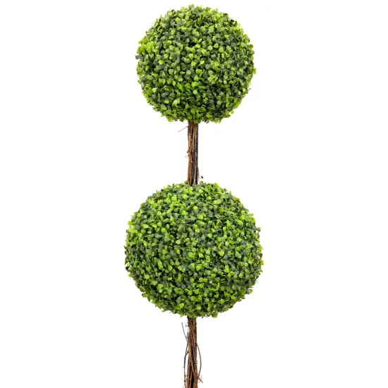 Northlight Two-Toned Double Sphere Artificial Boxwood Topiary Potted Plant - 48" Green {4}