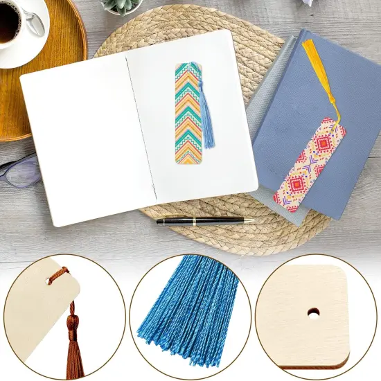 100 PCS Unfinished Wood DIY Bookmark Craft Kit {3}