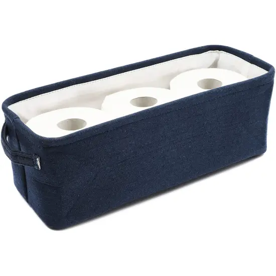 Juvale Dark Blue Fabric Storage Bin for Home and Bathroom (16 x 6 x 5.5 Inches) {6}