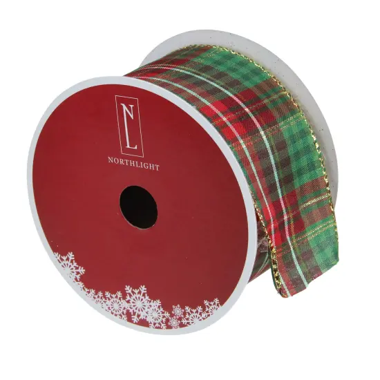 Northlight Red and Green Plaid Christmas Wired Craft Ribbon 2.5" x 16 Yards {5}