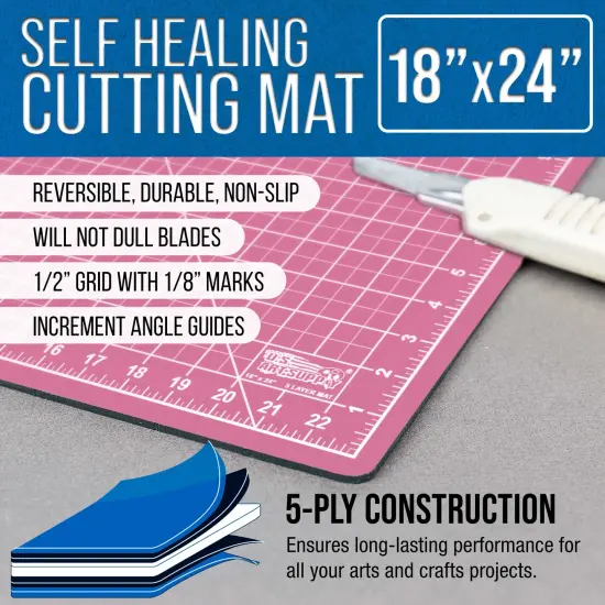 18" x 24" Self-Healing Cutting Mat 5-Ply - Double-Sided Pink/Blue Craft Mat, Non-Slip Cutting Mats for Crafts, Sewing, Quilting, Scrapbooking {2}