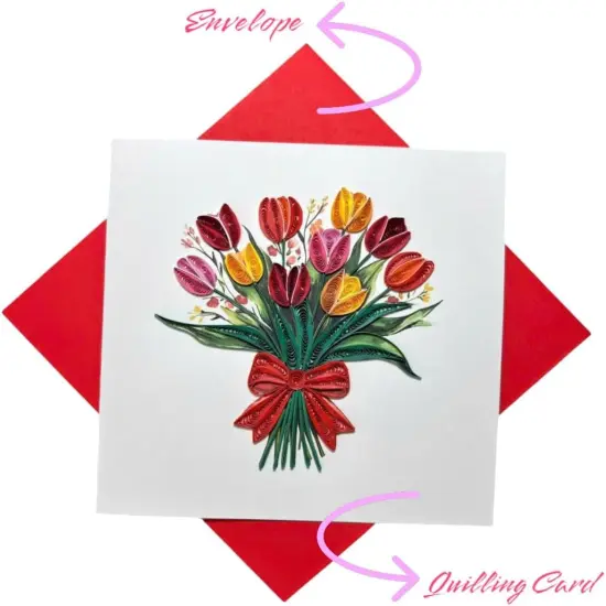 Handmade Quilling Tulip Greeting Card &ndash; 3D Pop-Up Floral Card {3}