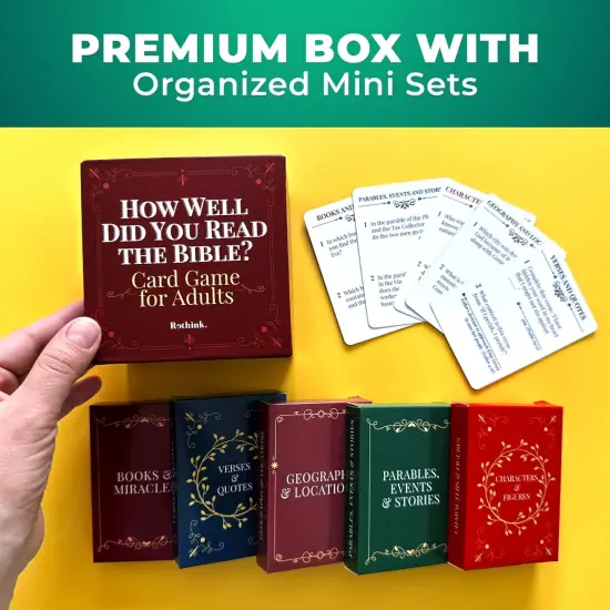 QUOKKA Rethink. Bible Trivia Game for Adults &ndash; 250 Bible Trivia Cards for Christians &ndash; Fun Christian Games for Adults & Family &ndash; Religious Gifts for Men and Women - 5 Categories to Check How Well You {4}