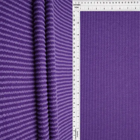 1 Yard Knit Jacquard Rib Fabric Polyester Rayon Spandex Stretch 52" Wide Violet {1}