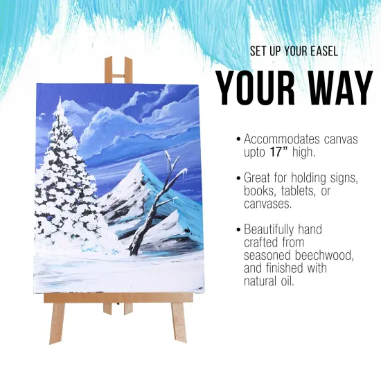 18" Large Tabletop Display Easel - Beechwood Artist A-Frame Display Stand, Wooden Easel for Painting, Canvas Stand, (Pack of 1) Classrooms Events Photo Picture Sign Holder {4}