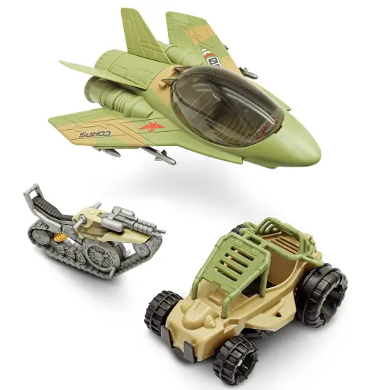 Lanard The Corps! Mission Terrain Battle - 4 Posable Action Figures, Military Vehicles & Weapon Accessories, Realistic Combat Play Toy, Kids Ages 3+ {3}