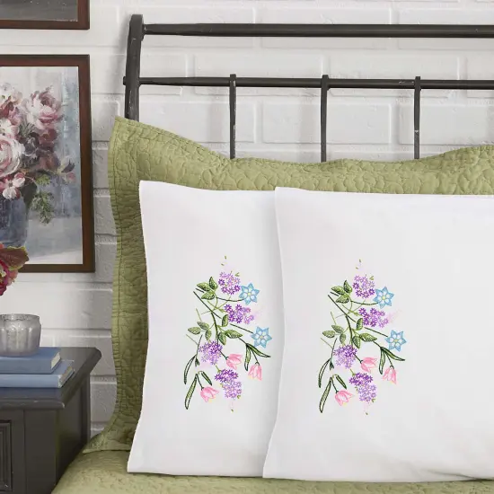 HerrschnersCamellia Pillowcase Pair Stamped Embroidery Multi {1}