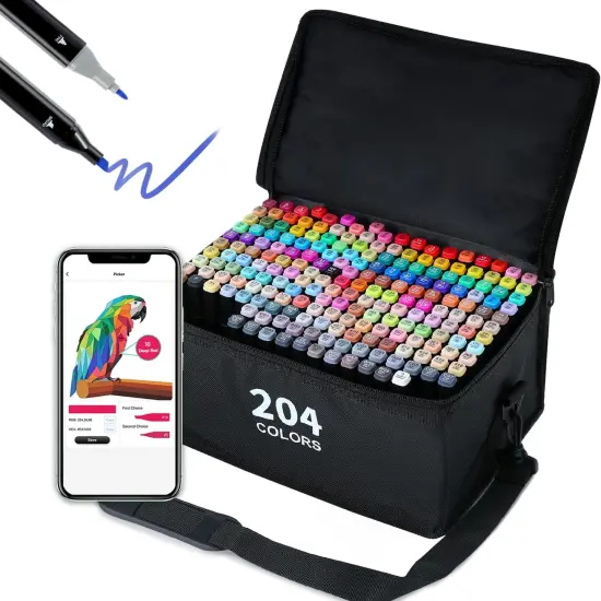 204 Colored Alcohol Art Markers {1}