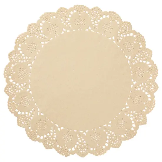 250 Pack Round Paper Placemats for Cakes, Desserts, Light Brown Doilies for Food, Formal Events (12 In) {7}