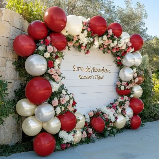 Red White Balloon Garland Arch - Pearl White Balloon Kit {3}