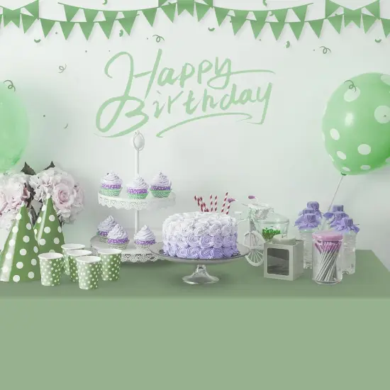 16 Pack Sage Green Plastic Tablecloth {5}