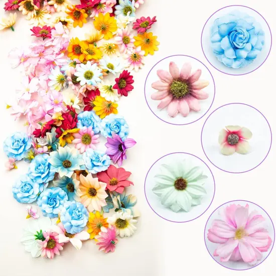 250 Pcs Faux Flower Heads Flower Mini Silk Heads {3}