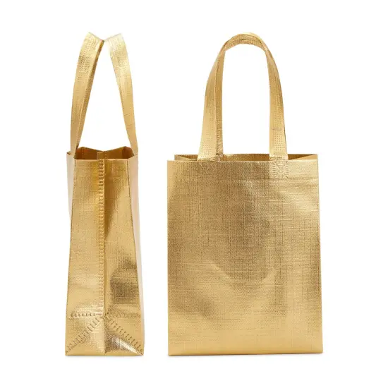 Non Woven Reusable Tote Bags, Metallic Gold Gift Bags with Handles (10x8 In, 20 Pack) {7}