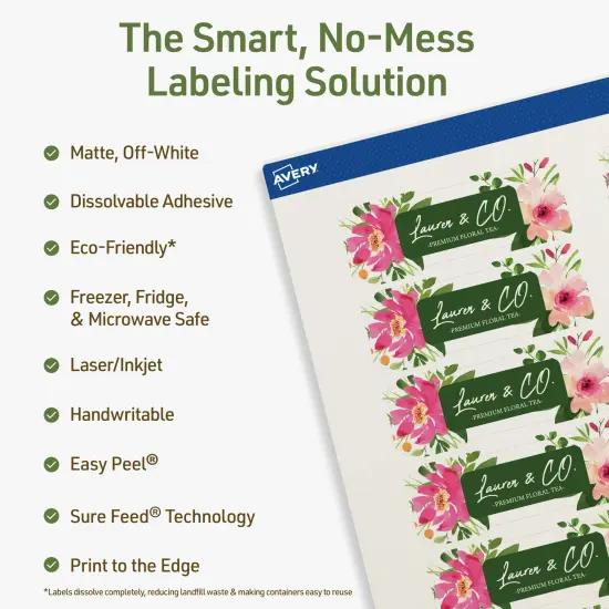 Avery Dissolvable Labels, 1" x 3" Rectangle {8}