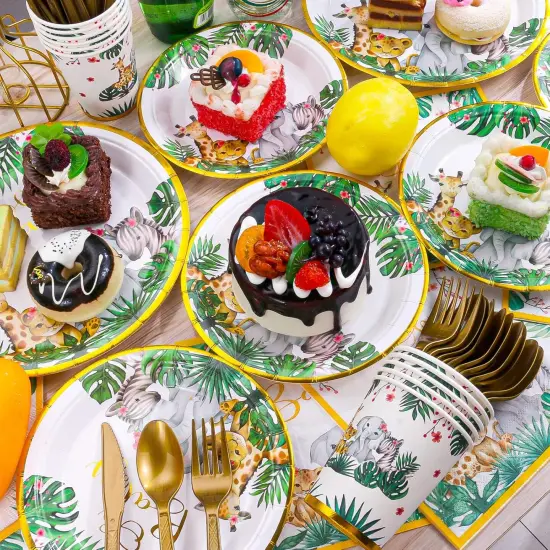 Safari Baby Shower Tableware Set &ndash; Jungle Party Supplies for 24 Guests {5}