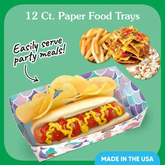 Big Dot of Happiness Mermaid Party Paper Food Trays, Disposable Double-Sided Paper Food Holders for Nachos, Hot Dogs, French Fries - 12 Ct {4}