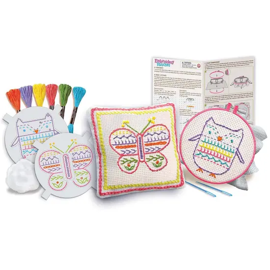 4M: Easy-To-Do: Embroidery Stitches - DIY Craft Set, Learn 10 Basic Skills, Floss-Stencils-Hoops-Canvases-Accessories, All-In-1, Beginners & Kids 8+ {5}