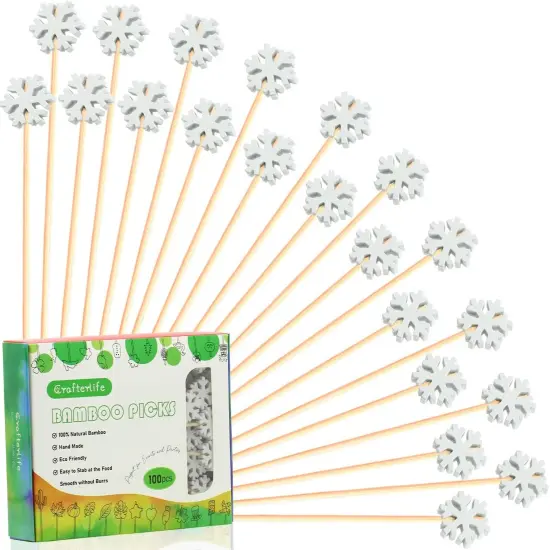 100pcs Snowflakes Cocktail Picks 4.9" Long {3}