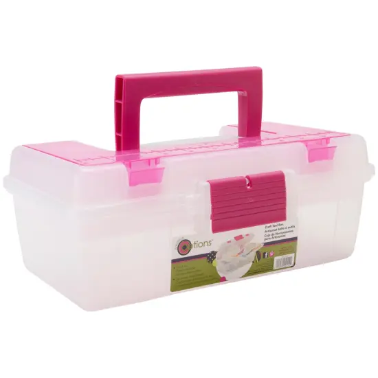 Creative Options Tool Box Organizer-13"X7.5"X5" Clear W/Magenta {3}