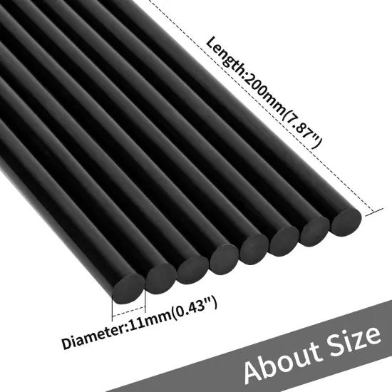 20 Pcs 11mm x 200mm (0.43Inch x 8Inch) Adhesive Glue Sticks Hot Glue Sticks Black for Car Audio Craft General Purpose {4}