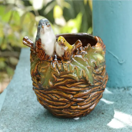 Handmade Ceramic Bird Nest Succulent Planter/Pot {4}
