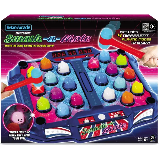 Retro Arcade: Electronic Smash-A-Mole - Tabletop Game, Moles Light Up, 4 Playing Modes, 1-2 Players, Ages 6+ {1}