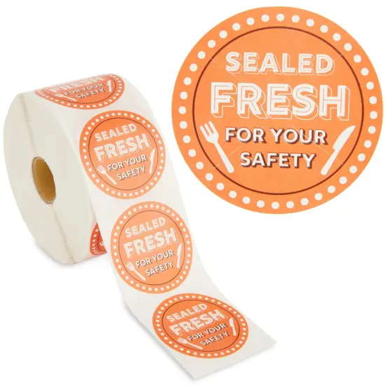 1000-Pieces of Tamper Evident Labels Roll for Food Delivery, 2 Inch Round Sealed Fresh for Your Safety Stickers, Tape for Restaurant Packages, Diners, Business Labeling {1}