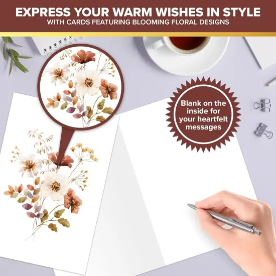 50 Pack 4x6in Blank Floral Cards with Envelopes and Stickers {3}