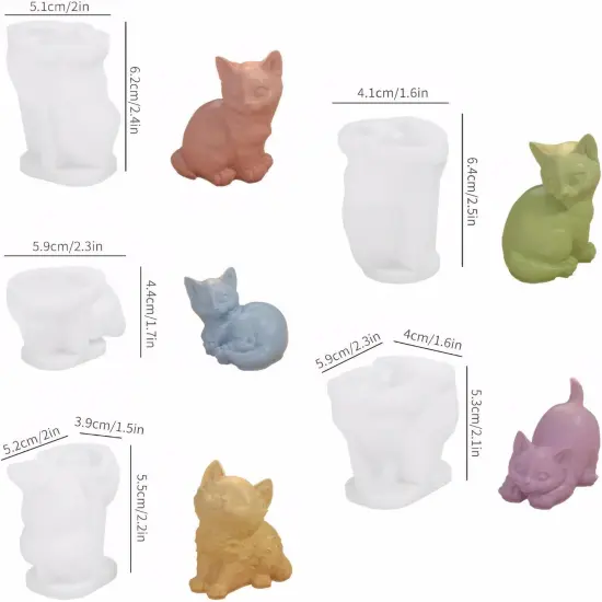 5 Pack Cat Silicone Candle Molds {2}