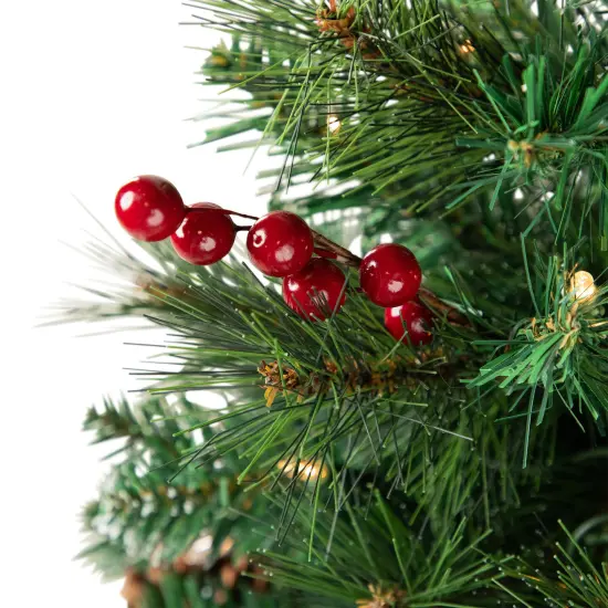 Northlight 4' Pre-Lit Frosted Carolina Berry Spruce Artificial Christmas Tree, Clear Lights Green {7}
