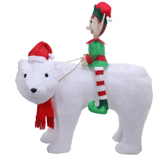 Haute Decor Elf Riding Polar Bear Duo - Large Outdoor Lighted Christmas Yard Decor with Energy-Efficient LED Lights {5}