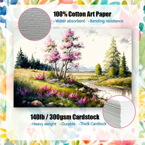50 Pack Blank Watercolor Cards with Envelopes {2}