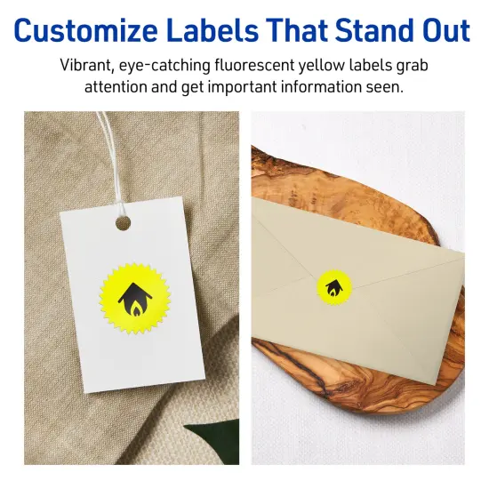 Avery Neon Yellow Paper Labels, 1" Starburst {3}