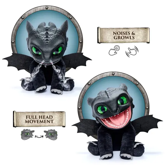 WOW! STUFF How To Train Your Dragon: Toothless Puppetronic by RealFX - Looks-Feels-Sounds Real, 50+ Action & Sounds, 10" High Plush, Kids Ages 6+ {4}