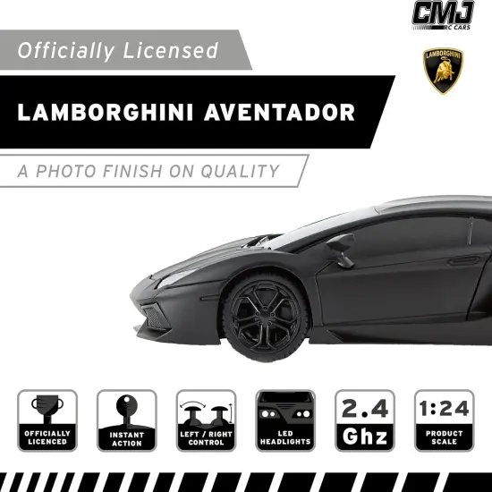 CMJ RC Cars: Lamborghini LP700-4 - Black - 1:24 Scale, Remote Control Radio Vehicle, 2.4 Ghz, LED Headlights, Indoor-Outdoor Racing Toy, Licensed {4}