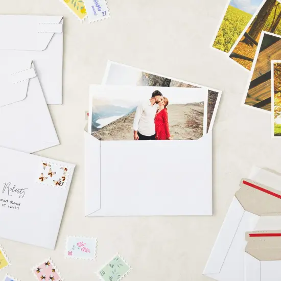 100 Pack 6.5 x 4.5 Inch Rigid Mailers with Self Sealing Flap, Bulk Stay Flat Cardboard Envelopes for Shipping Postcards, Photos (White) {2}